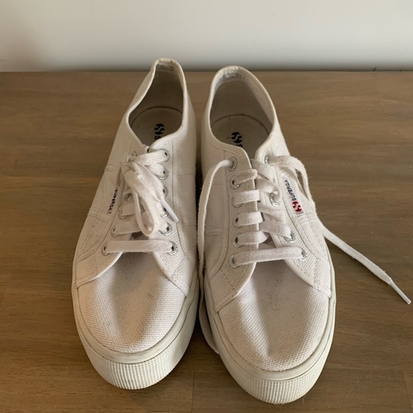 Superga White Canvas Platform Sneaker - Picture 3 of 5
